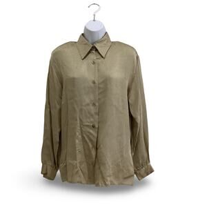 Vintage Eva Laurel Gold Satin Button Down